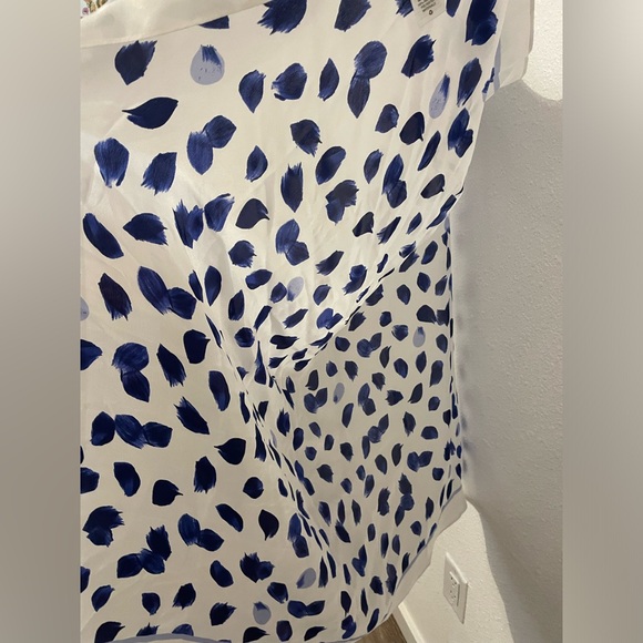 SCOOP 100% SILK Scarf White Blue Print 35 X 35 Square - Picture 6 of 6